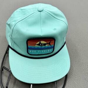 Huk Hat Cap Strap Back Green Cotton Patch Fishing Outdoor Mens One Size Twill